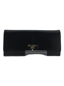 PRADA◆長財布/レザー/BLK/無地/メンズ