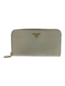 PRADA◆長財布/レザー/IVO/無地/レディース/全体的に使用感有り