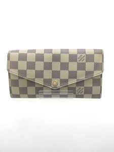 LOUIS VUITTON◆ポルト・フォイユ・サラ_ダミエ・アズール_WHT/PVC/WHT/レディース