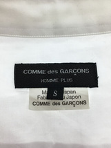 COMME des GARCONS HOMME◆AD2014/ウール切替ロングシャツ/S/コットン/WHT/PO-B038_画像3