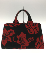 PRADA◆トートバッグ/キャンバス/BLK/花柄/B2642B/CANAPA STAMPATA ROSSO/カナパ_画像3