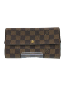 LOUIS VUITTON◆ポルト・フォイユ・サラ_ダミエ・エベヌ_BRW/PVC/BRW/レディース