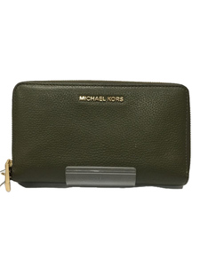 MICHAEL KORS◆MICHAEL KORS/マイケルコース/長財布/レザー/カーキ/無地/レディース