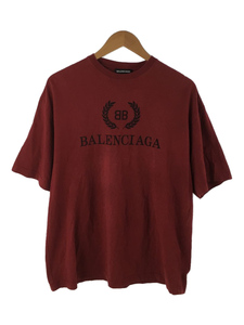 BALENCIAGA◆Tシャツ/S/コットン/RED/19SS/BBロゴプリントTシャツ/556148 TDV51