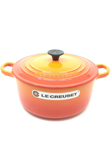 LE CREUSET◆鍋/容量3.3L/サイズ:22cm/ORN/ココット・ロンド