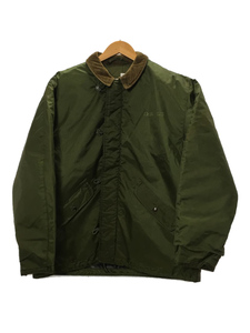 US.NAVY◆80s/DECK JACKET/ALPHA社/デッキジャケット/L/ナイロン/KHK/無地