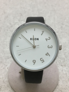 KLON◆クォーツ腕時計/アナログ/レザー/WHT/BLK/SS
