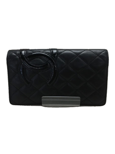 CHANEL◆長財布/レザー/BLK/レディース