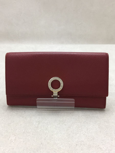 BVLGARI◆長財布/レザー/RED/レディース