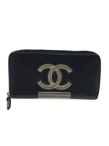 CHANEL◆長財布/レザー/NVY/ネイビー/レディース