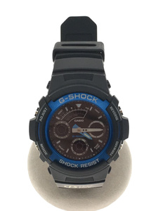 CASIO◆クォーツ腕時計・G-SHOCK/デジアナ/ラバー/ブラック/AW-591-2AJF