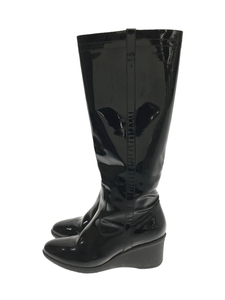 Salvatore Ferragamo* long boots /US7.5/BLK/ enamel 