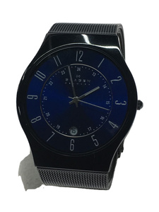 SKAGEN◆クォーツ腕時計/アナログ/ステンレス/BLU/BLK/SS