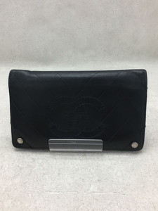 CHANEL◆長サイフ_シェブロン_カーフスキン_ココマーク_BLK/A33484/牛革/BLK/レディース/シャネル