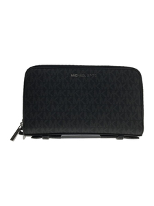 MICHAEL KORS◆JET SET MENS MONEY BAG WALLET/ダブルジップ/オーガナイザー/PVC/BLK