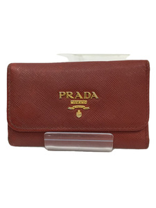 PRADA◆キーケース/レザー/RED/無地/レディース