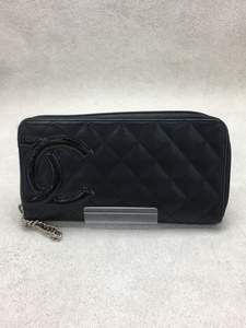 CHANEL◆長財布/レーヨン/BLK/レディース