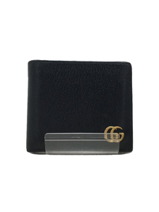 GUCCI◆2つ折り財布/レザー/BLK/428726・493075/GGマーモント