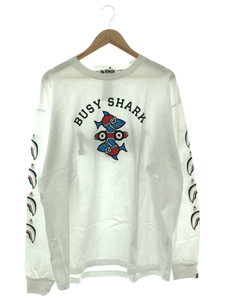 A BATHING APE◆BUSY SHARK/長袖Tシャツ/XL/コットン/WHT