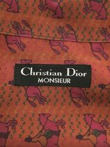 Christian Dior MONSIEUR◆長袖シャツ/M/シルク/ボルドー/開襟シャツ/オープンカラー/騎乗柄/90s_画像3