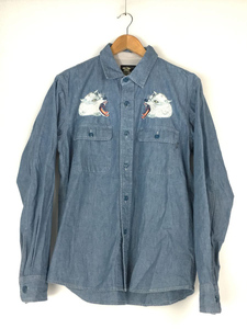 CHALLENGER◆WOLF CHAMBRAY SHIRT/M/コットン/IDG/シャンブレー/シャツ/CLG-SH 016-002