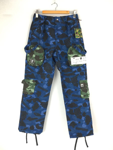 A BATHING APE◆ボトム/M/ナイロン/ネイビー/カモフラ/MULTI POUCH POCKET PANTS