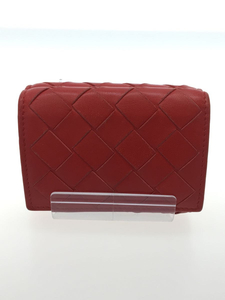 BOTTEGA VENETA◆3つ折り財布/レザー/RED/無地/レディース/P01248473T