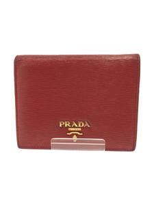 PRADA◆2つ折り財布/レザー/RED/レディース