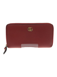 GUCCI◆GGマーク/長財布/レザー/レッド/無地/ラインドジップ/レディース/456117・584046