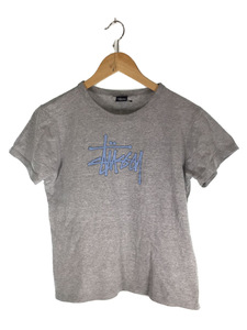 STUSSY◆90S/紺タグロゴ霜降りミニTシャツ/L/コットン/GRY/ヴィンテージ