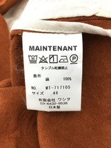 MAINTENANT◆LINEN SET UP/CUT OF PANTS/セットアップ/46/リネン/ORN/無地_画像4