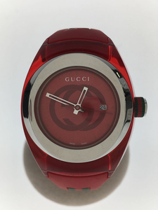 GUCCI◆クォーツ腕時計/アナログ/RED/RED