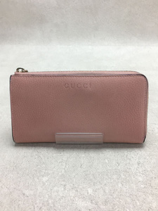 GUCCI◆L字ジップ長財布/レザー/PNK/スレ