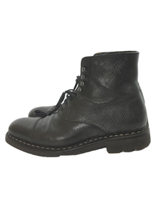 HESCHUNG◆レースアップブーツ/UK6.5/BLK/レザー/シボ革/ブラック