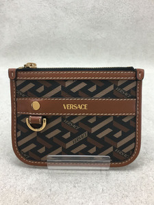 VERSACE◆カードケース/レザー/ラグレカ/レディース/総柄/ブラウン/小物入れ/ポーチ