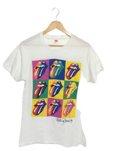 ROLLING STONES◆80s/USA製/andy warhol/NORTH AMERICAN TOUR/Tシャツ/L/コットン/WHT