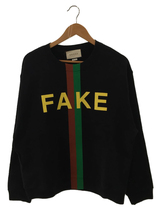 GUCCI◆FAKE NOTプリント/スウェット/M/コットン/BLK/635847_画像1