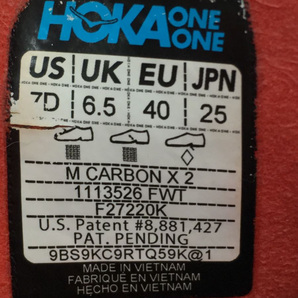 HOKA ONE ONE◆CARBON X 2/ローカットスニーカー/25cm/レッド/1113526の画像4
