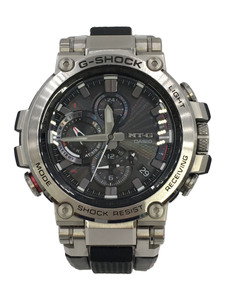 CASIO◆ソーラー腕時計・G-SHOCK/アナログ/ラバー/SLV/BLK