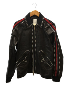 DSQUARED2◆Studded Leather Jacket/レザージャケット・ブルゾン/48/レザー/BLK