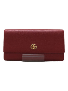 GUCCI◆長財布/レザー/RED/無地/レディース