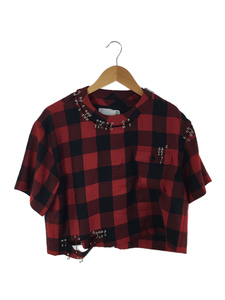 sacai◆22SS/Buffalo Check Blouse/半袖ブラウス/2/ウール/レッド/チェック/22-05943