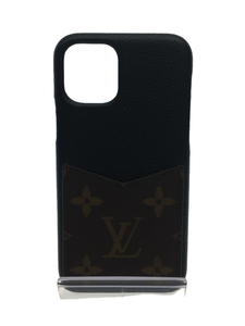 LOUIS VUITTON◆IPHONE・バンパー11/11PRO_モノグラム_BRW/レザー/BLK/レディース