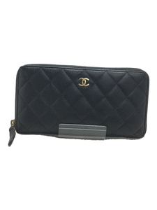 CHANEL◆マトラッセラムスキンラウンドココマーク/長財布/羊革/BLK/レディース/AP0242/箱