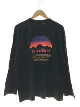 hobo◆長袖Tシャツ/XL/リネン/BLK/無地/表面穴あき有/使用感有_画像2