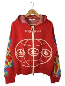 CEASE±DESIST/GLOBAL KNIT HOODIE/XL/コットン/RED