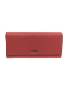 FURLA◆長財布/-/PNK/無地/レディース/※使用感有