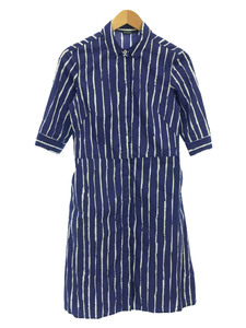 marimekko◆シャツワンピース/34/コットン/BLU/ストライプ/52183-1-4557