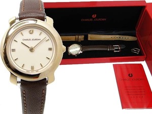  genuine article CHARLES JOURDAN Charles Jourdan Gold lady's wristwatch battery new goods quartz 