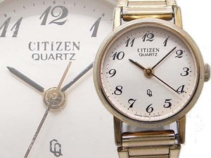 本物 CITIZEN シチズン 4-105923 レディース腕時計 ゴールド クォーツ 電池新品 メタル SS